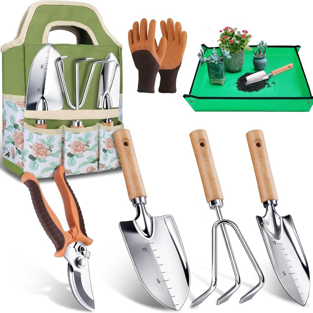 Gardening Tools Essential - 園芸工具セット（移植用シャベル、手用シャベル、園芸必需品、備品、スターターキット付き）