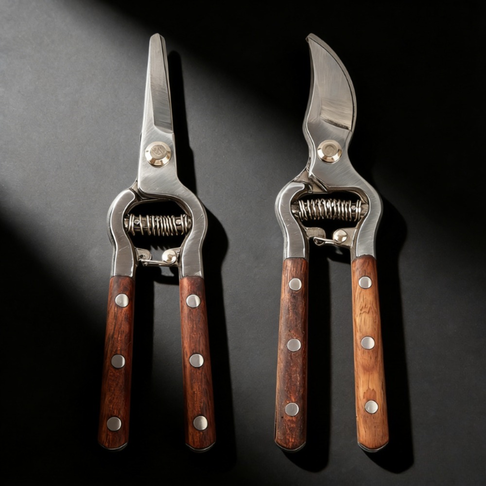 Gardening Tools Vintage - ヴィンテージ木製ハンドルガーデン剪定鋏 果物摘み取り用はさみ 枝切り用園芸ハンドツール