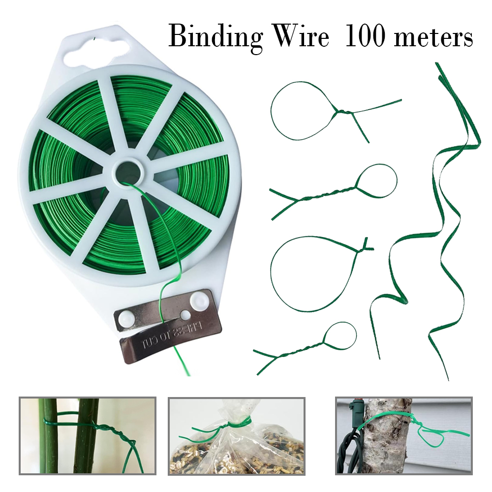 Garden Wire Twist Tie - 1-3 個 100 メートルガーデンツイストタイ再利用可能な扁平鉄線ケーブルタイ花植物つる植物用多機能コーティングされた固定タイ