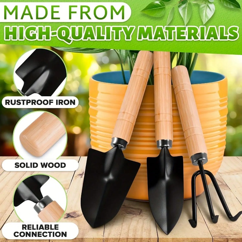 Gardening Tools Hoe - 3PC/1セットミニガーデニングツールセットポータブル小型ガーデニングツールハンドル付きシャベル熊手屋内ガーデニング植栽花ツール