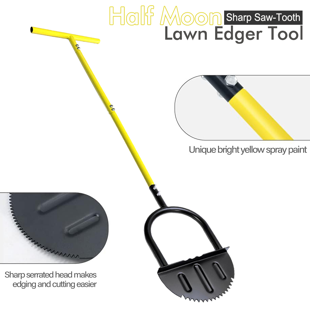 手動鋼の芝生のシャベル、Tグリップハンドル付きハーフムーンデ - Gardening Tools Spade のレビューと価格