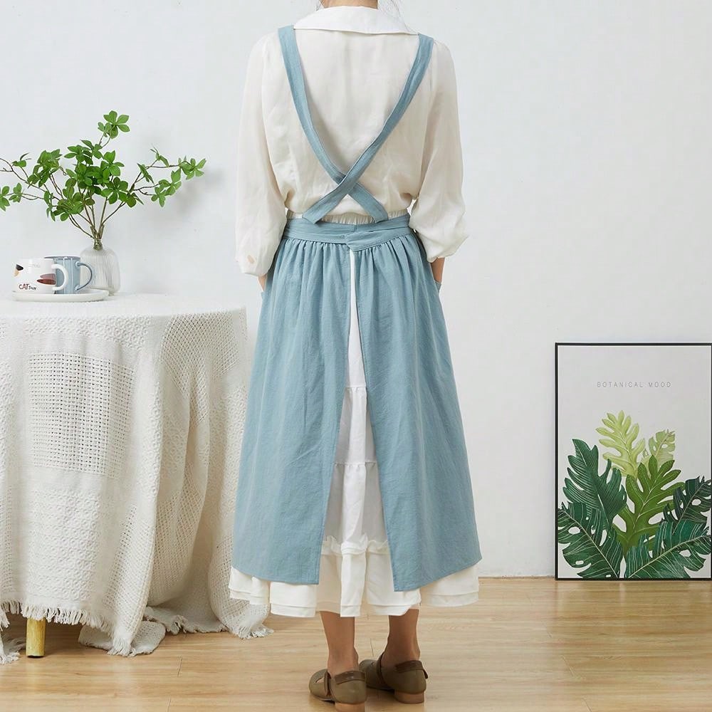 簡単な北欧風プリーツスカートコットンリネンエプロン女性ガール - Gardening Tools Vintage のレビューと価格
