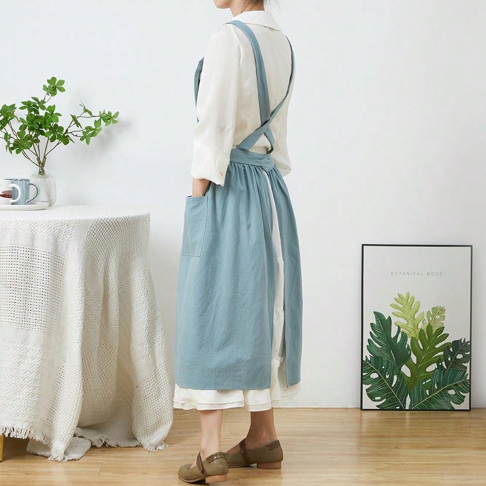簡単な北欧風プリーツスカートコットンリネンエプロン女性ガール - Gardening Tools Vintage のレビューと価格