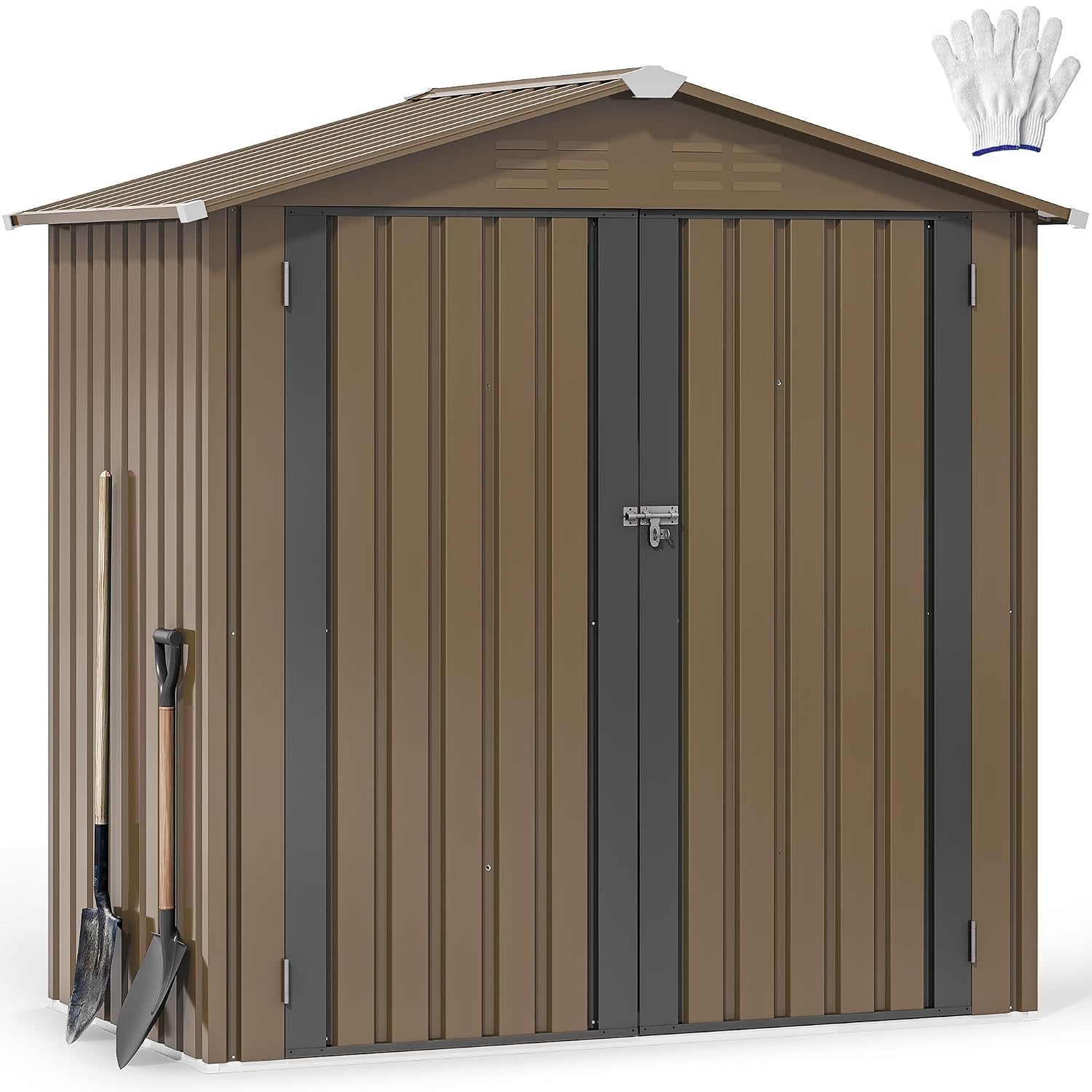 6x4フィートの金属製屋外収納庫、防水ツール小屋、頑丈な収納 - Gardening Tool のレビューと価格