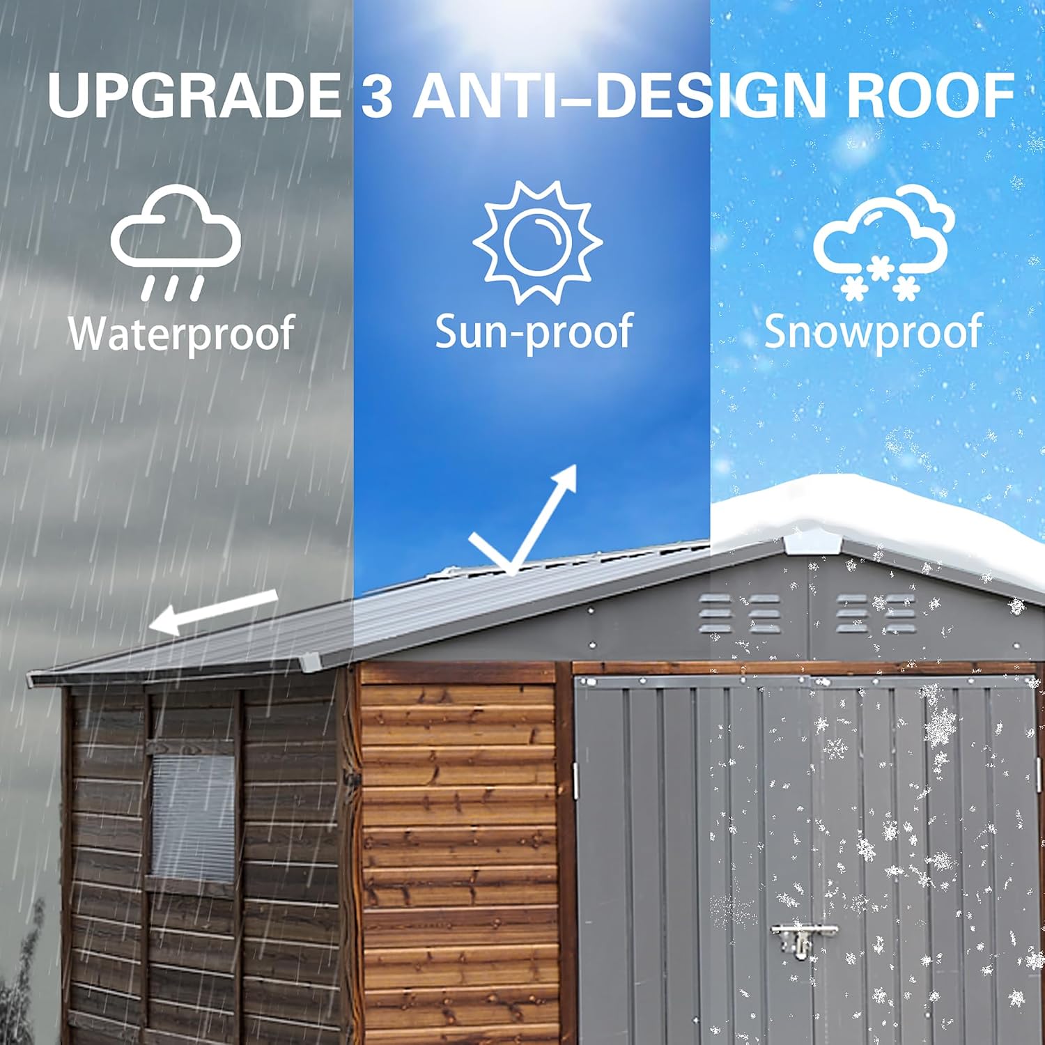 8x8フィートの屋外用木製＆金属製収納庫、防水仕様、窓と4つ - Gardening Tool のレビューと価格