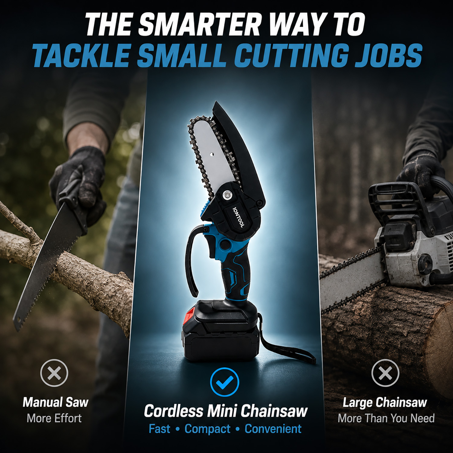 IONTOOL ポータブルコードレスミニチェーンソー 4イン - Gardening Tools To Cut Branches のレビューと価格