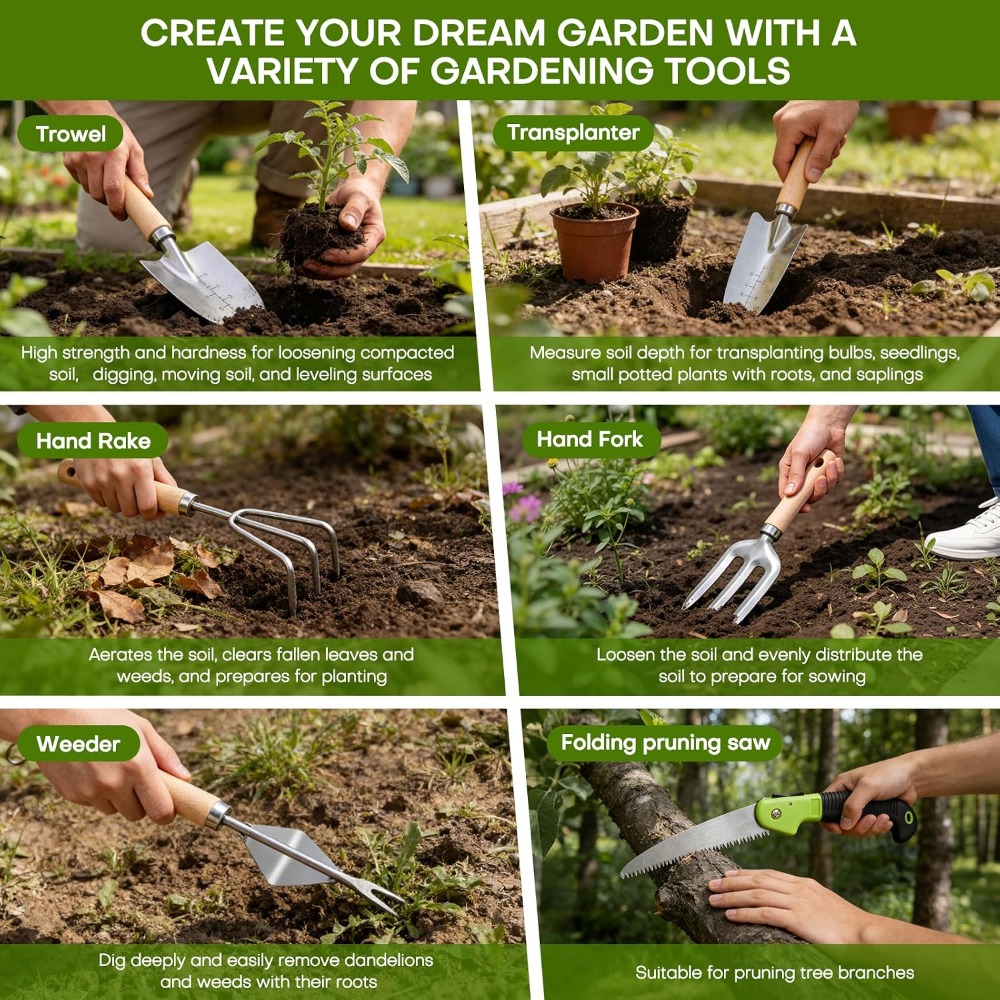 ステンレス製シャベル、マット、剪定ばさみ、耐久性のあるバッグ - Gardening Tools Set Gift のレビューと価格