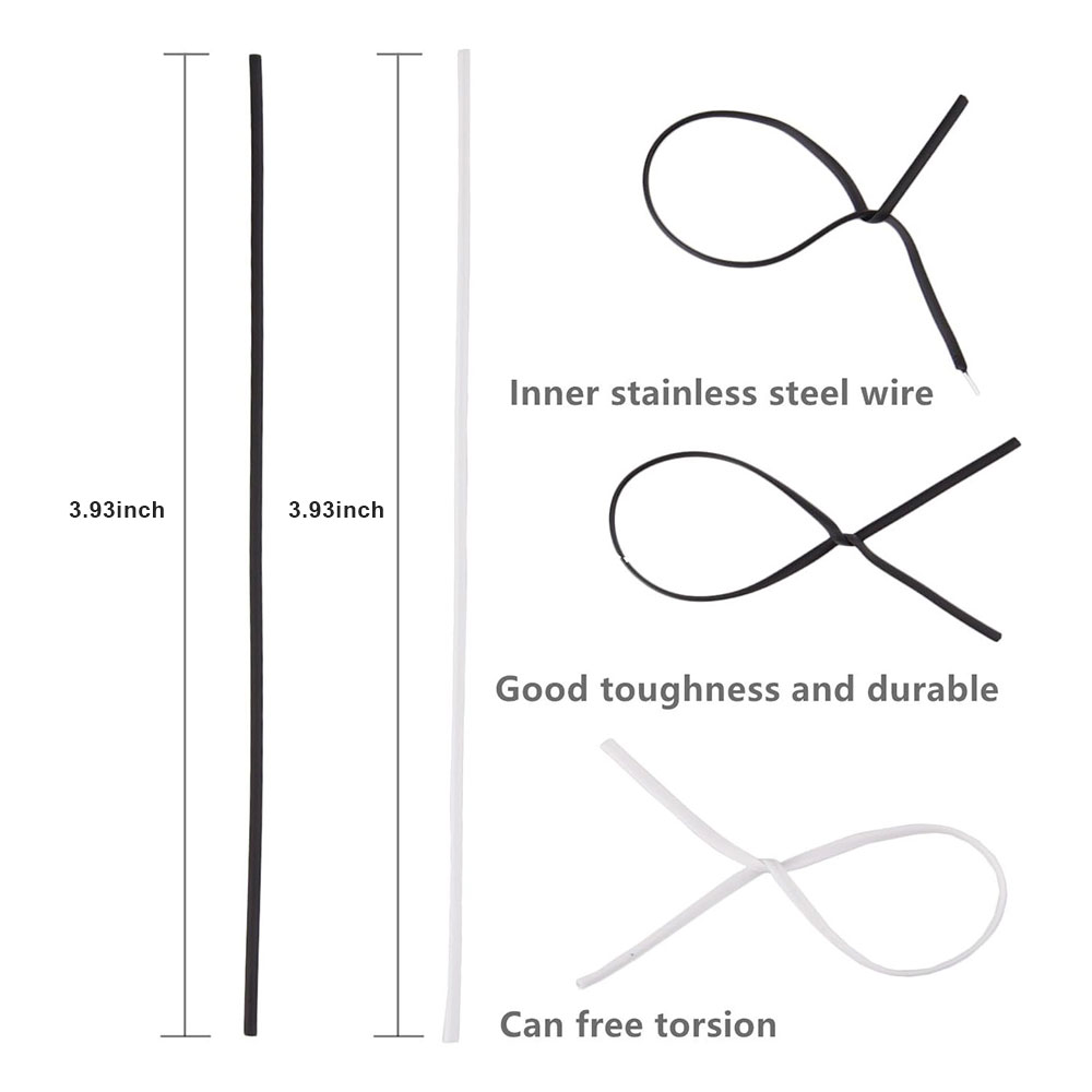 100個入り 黒白 ガーデニングケーブル ツイストタイ 圧延 - Garden Wire Twist Tie のレビューと価格